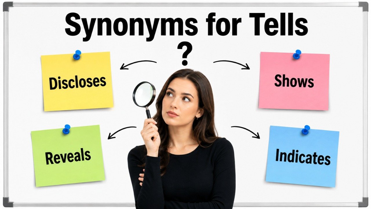 synonyms for tells